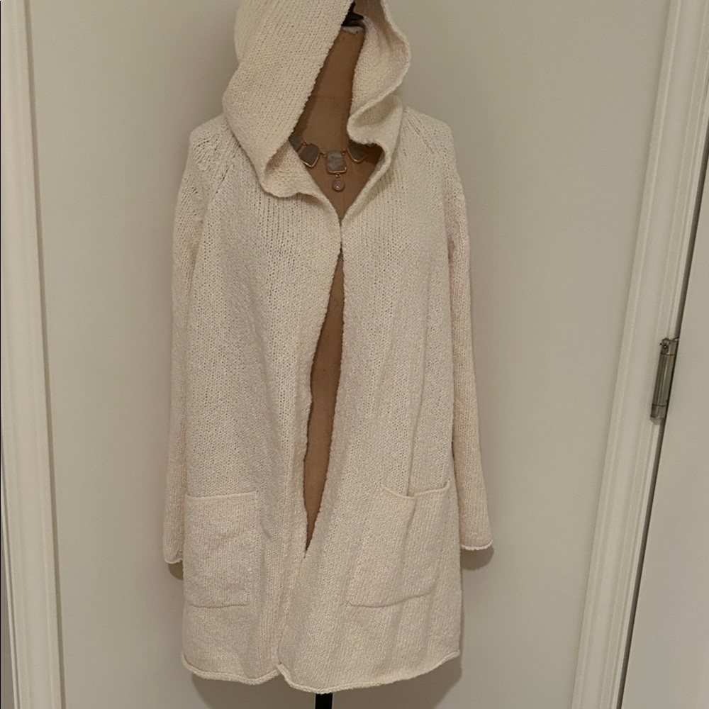 Eileen Fisher Cozy Cream Hooded Cardigan